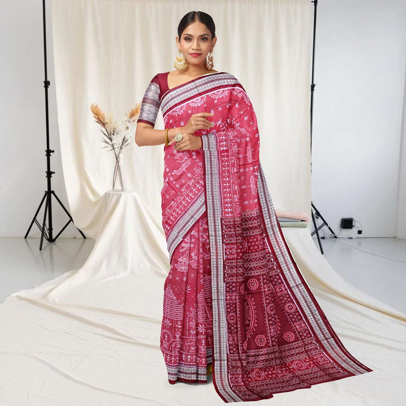 Temple Body Design Sambalpuri Silk Saree
