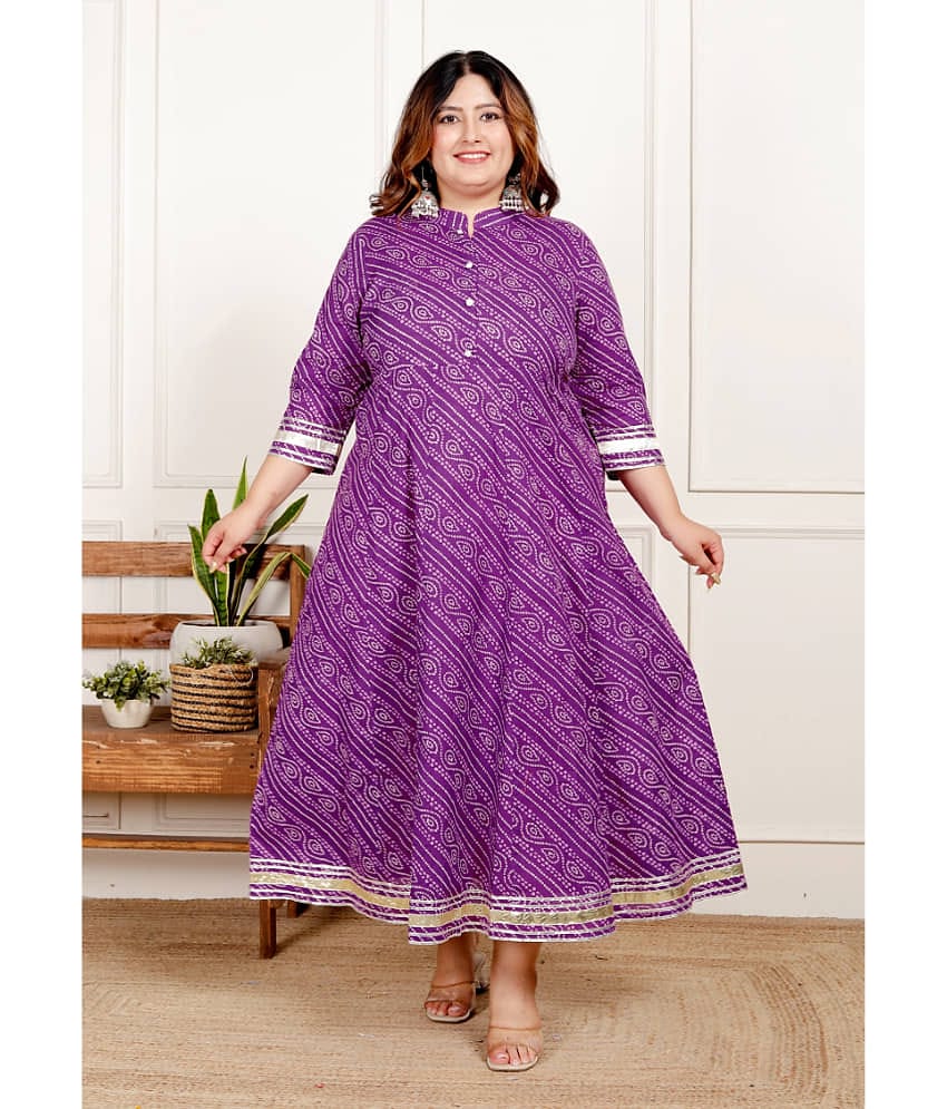 Avnii Women Cotton Printed Gown ( Purple )