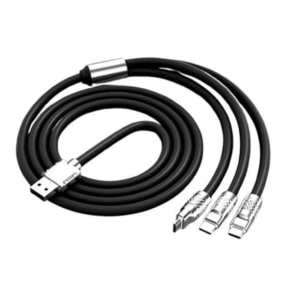 True Desire 3-in-1 Charging Cable Compatible for Android and IPhone 680 Mbps Speed (Black)