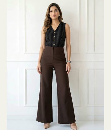 Addyvero Women Polyester Wide Leg Trousers ( Brown )