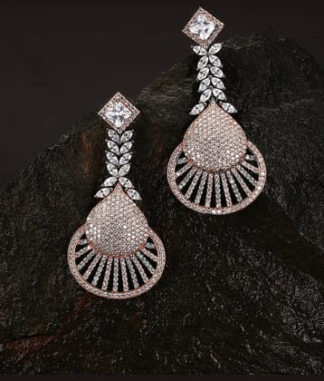 Priyaasi Designer Silver Plated American Diamond Drop Earring for Women and Girls