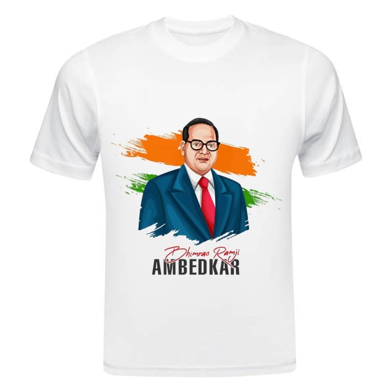 TERA MERA GIFT, Bhim Rao Ambedkar Jayanti Printed T-Shirt, Round Neck, White, Polyester Kids & Adults D3