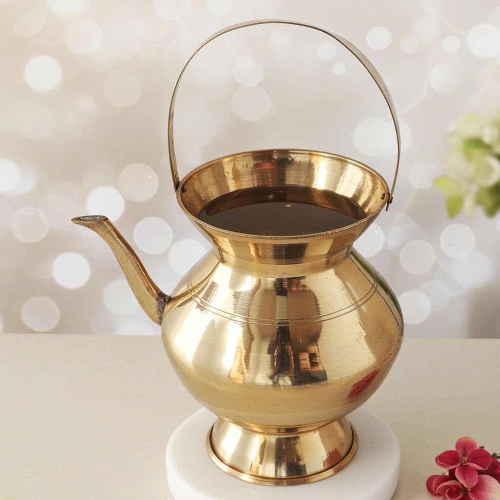 Brass Kamandal Statue � Religious Water Pot Showpiece, Height : 5.6 Inch (ZMAS530 F)