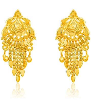 LUV FASHION Golden Stud Earrings ( Pack of 1 )