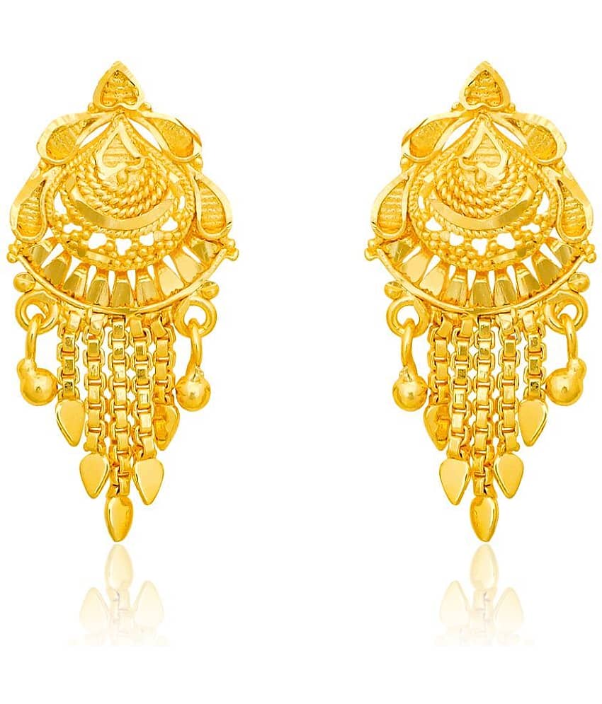 LUV FASHION Golden Stud Earrings ( Pack of 1 )