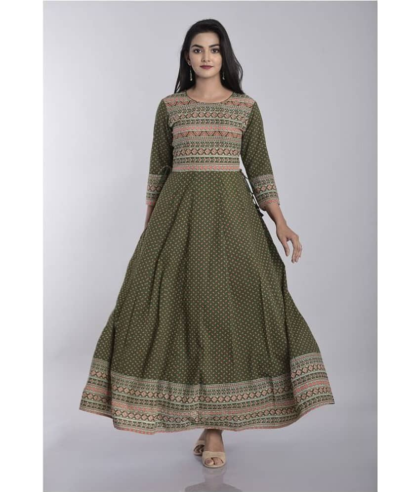 Kbz - Green Cotton Blend Women's Anarkali Kurti