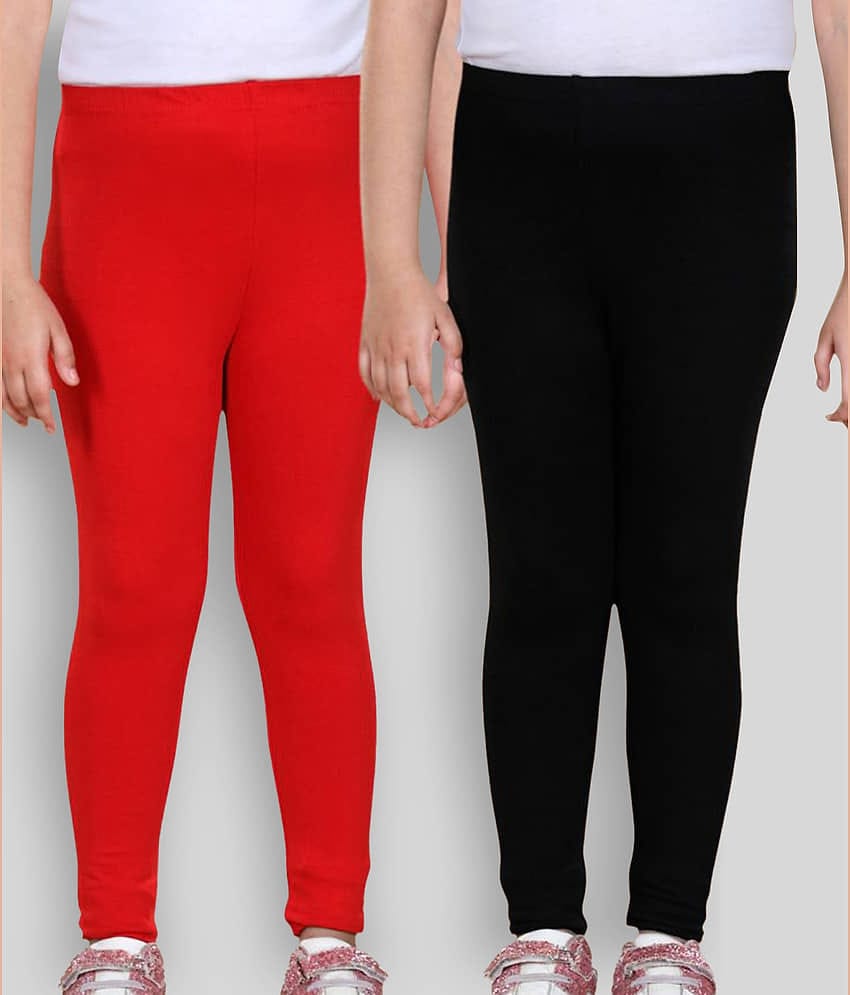 StyleStone Pack of 2 Girls Lycra Leggings ( Red )