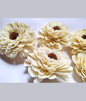 craftaft Sunflower White Artificial Flowers - Pack of 10