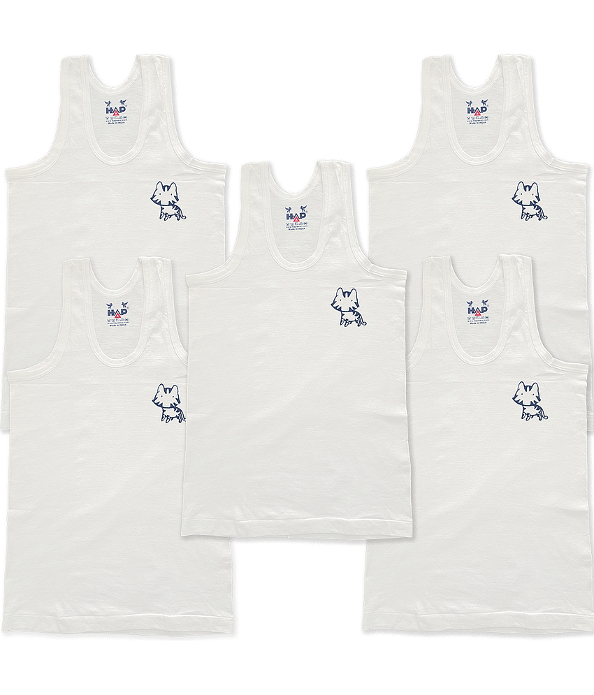 HAP Pack of 5 Boys Cotton Vest ( White )
