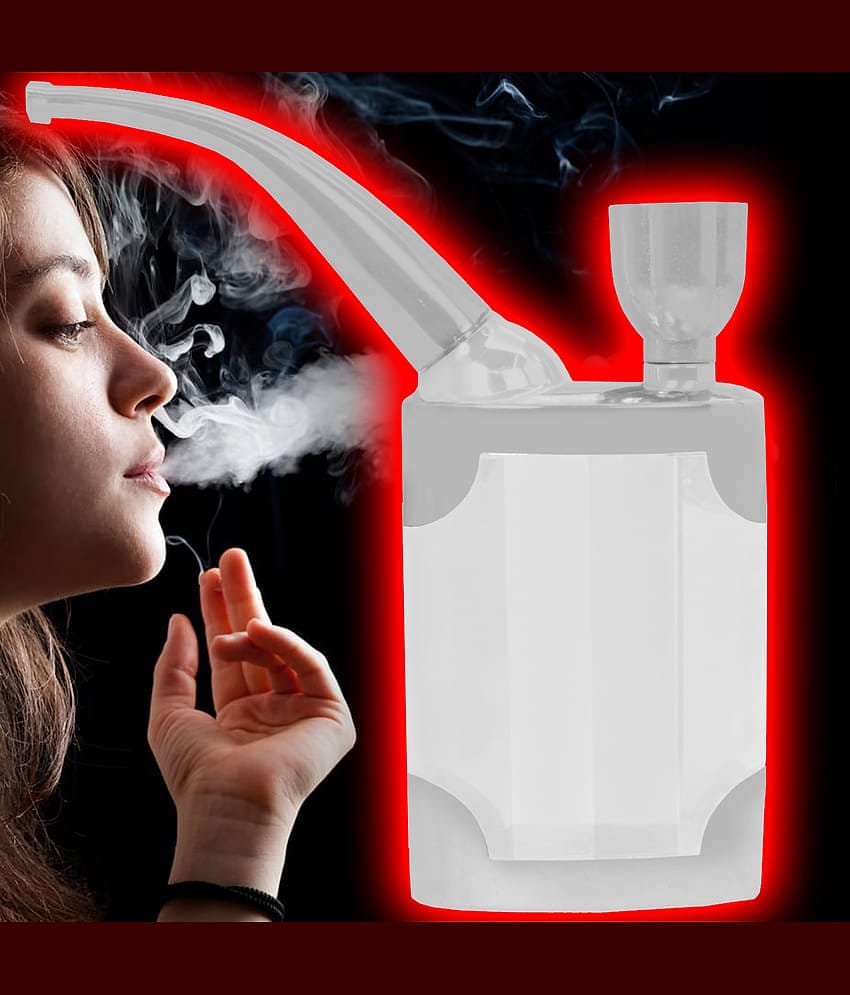 JMALL White 9 cm Glass Bong - Pack of 1