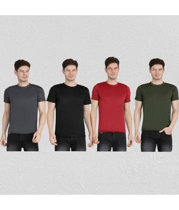 Ben Toi Pack of 4 Polyester Regular Fit Men's T-Shirt ( Maroon )