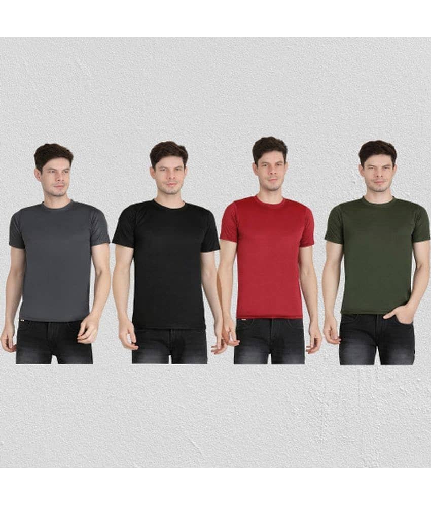 Ben Toi Pack of 4 Polyester Regular Fit Men's T-Shirt ( Maroon )