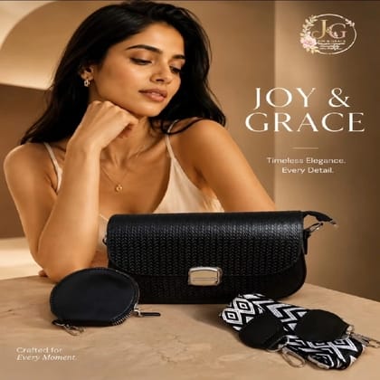 Black Textured Crossbody Bag Wiyh Coin Pouch