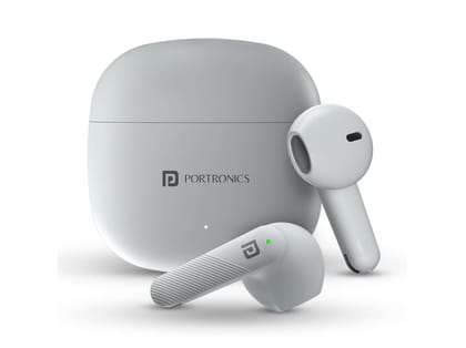 Portronics Harmonics Twins S18 Game, Music Mode, Crystal Clear Calls, Bluetooth 5.3V, Touch Control - White Portronics Harmonics Twins S18 Game, Music Mode, Crystal Clear Calls, Bluetooth 5.3V, Touch Control - White
