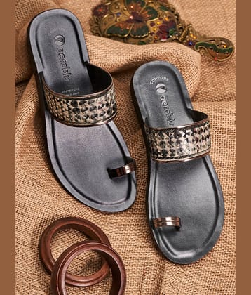 Aeroblu AE061V-G.METAL Gray Women's Open Toe Flats