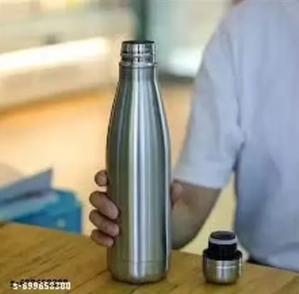 24 Hours Hot and Cold Water Bottle, (1000 Ml) Leak Proof Design for Office, Gym, Home, Kitchen, Hiking, Trekking, and Travel, 1Liter Silver Insulated Water Bottle