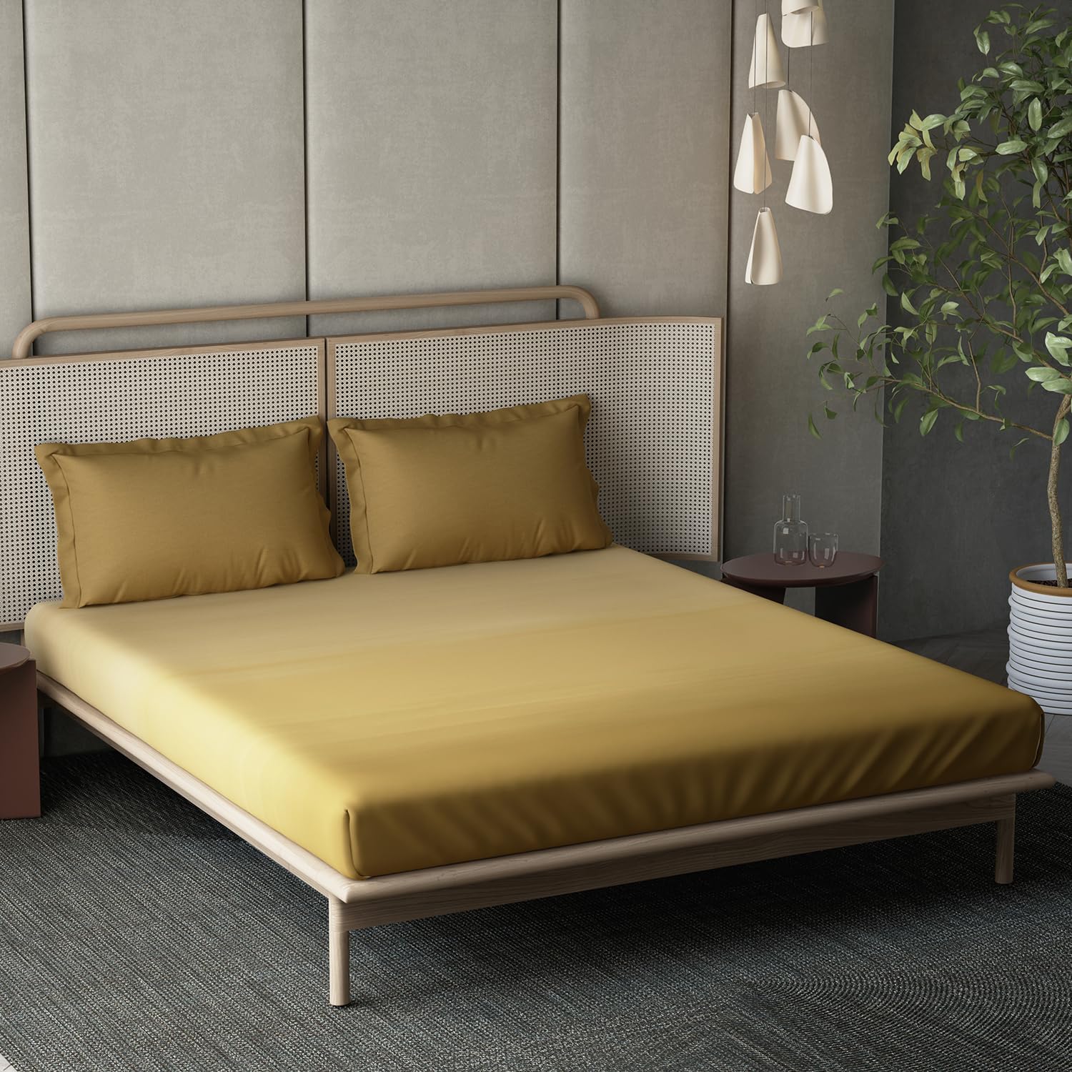 DDECOR - Esteem Ombre Collection 100% Cotton Abstract Pattern 210TC Super King |274 CM X 274 CM| with 2 Pillow Covers - Beige