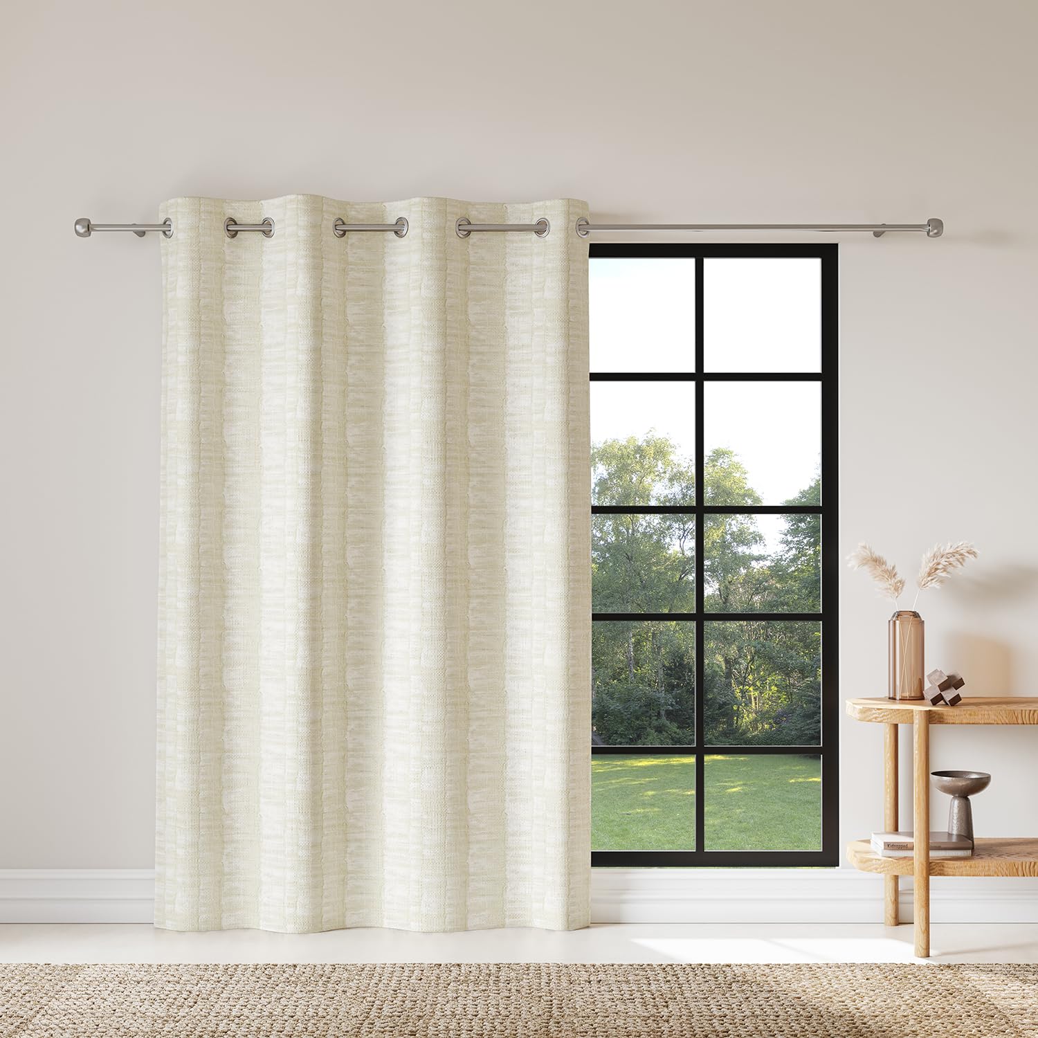 DDECOR - 100% PolyesterStripes And Checks PatternLarge Door 9 Ft|135 CM X 270 CM| - Beige