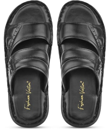 Fashion Victim Black Men's Leather Slipper