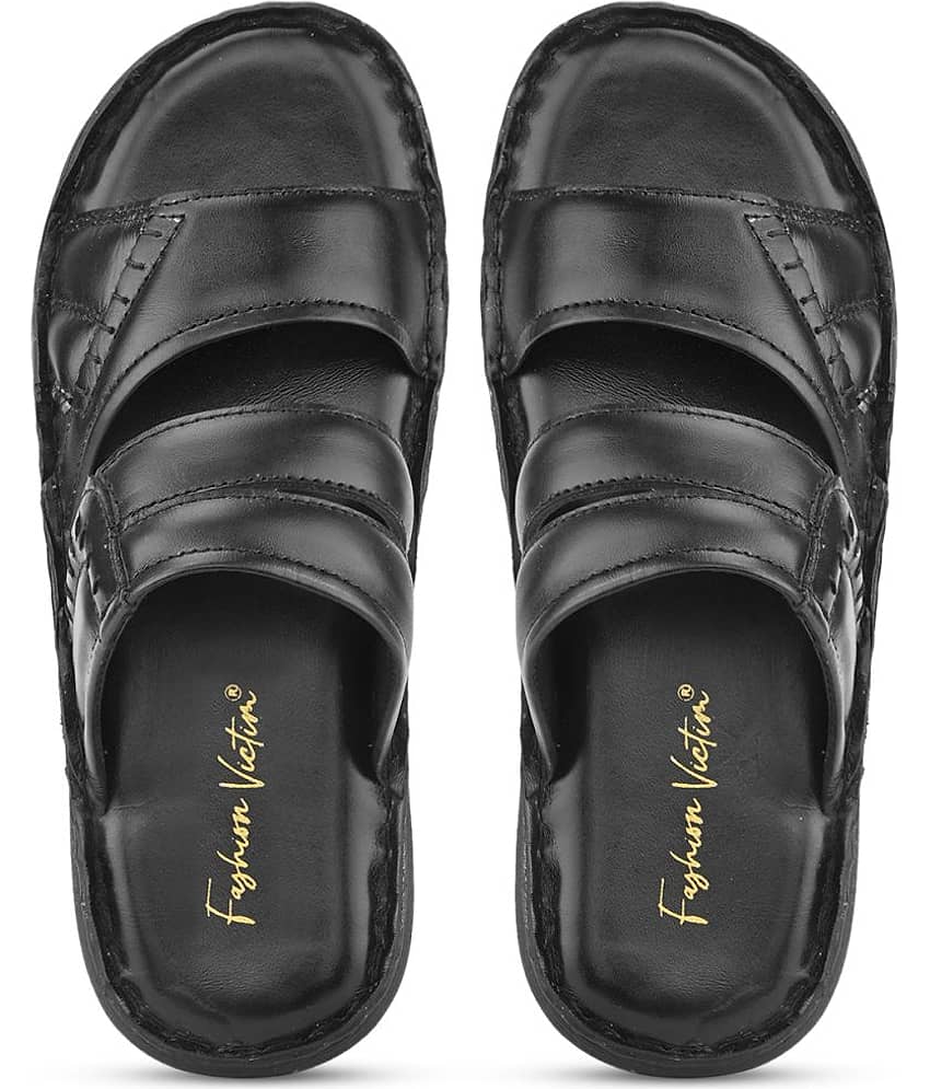 Fashion Victim Black Men's Leather Slipper