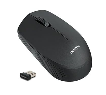 Intex Power+ 2.4GHz Wireless Mouse for PC, Laptop, Mac - Long Battery Life Optical Mouse with Nano USB Receiver, 1000 DPI Precision Tracking, Portable & Ergonomic Design (Black)