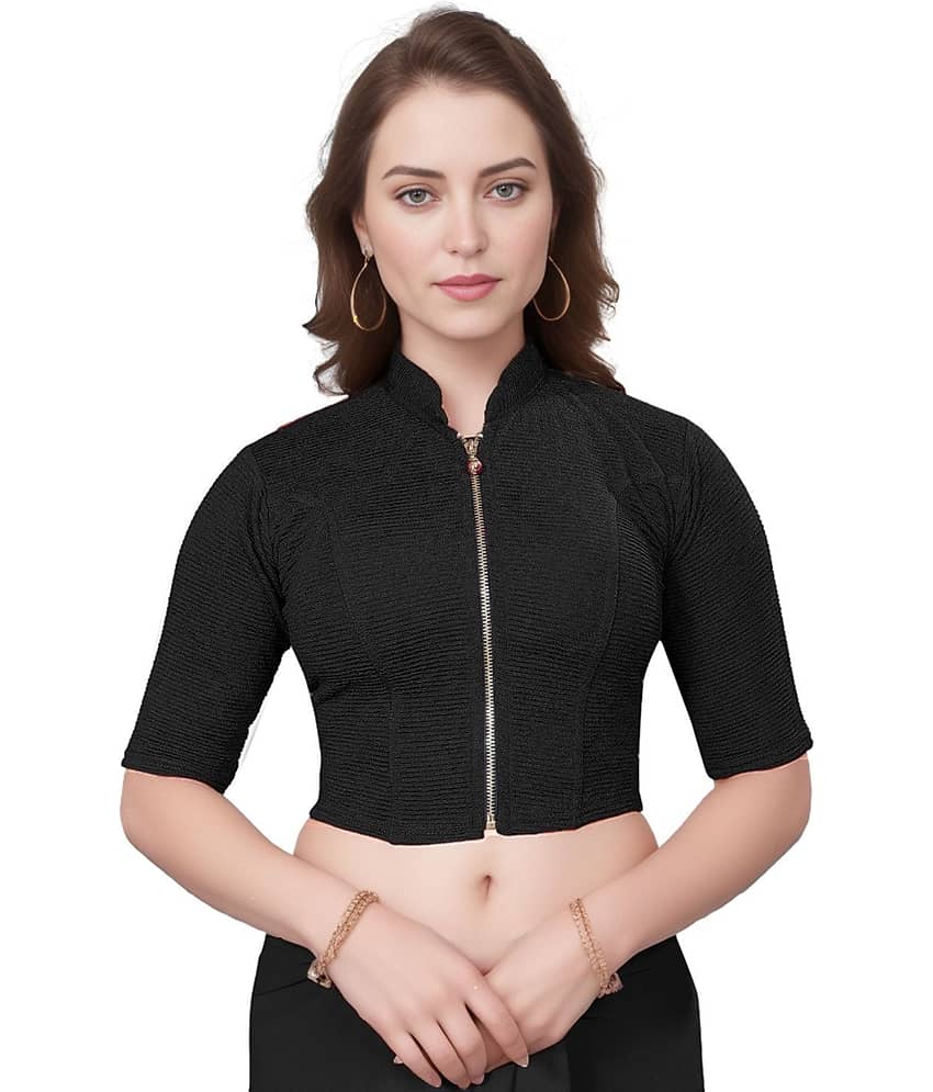 DELTIN HUB Black Readymade without Pad Cotton Blend Women's Blouse ( Pack of 1 )