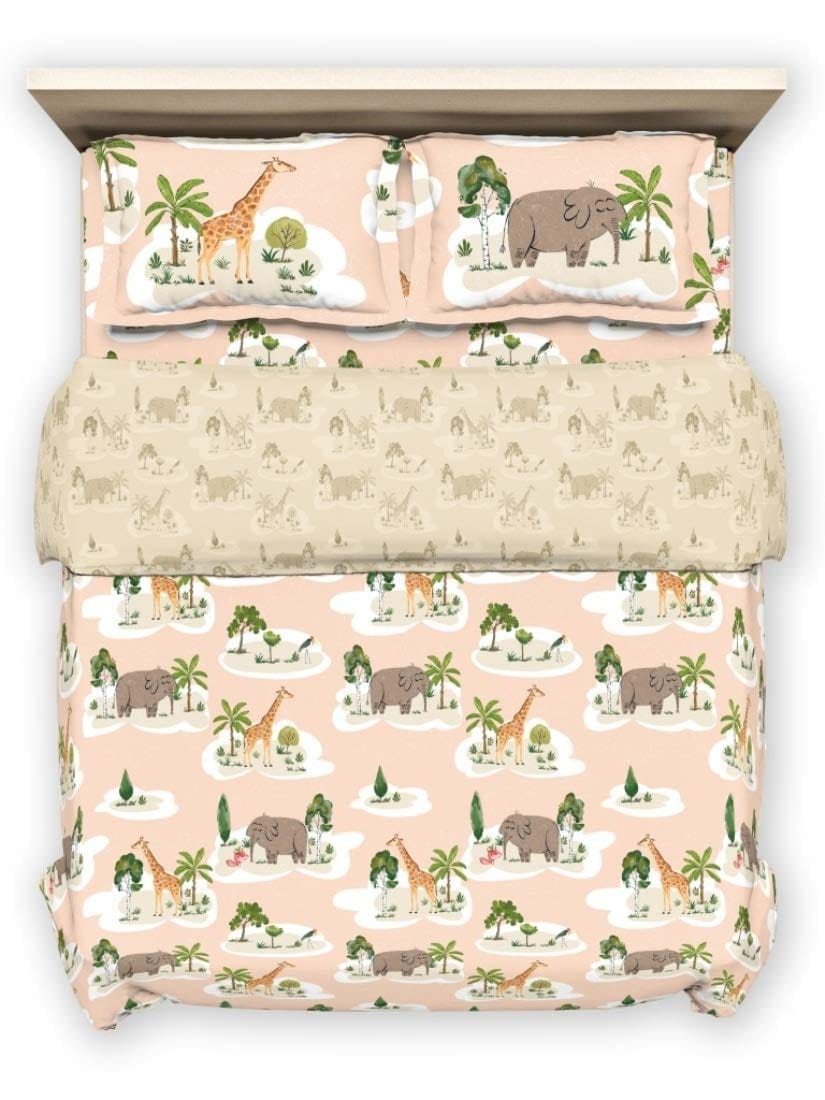 DDECOR - Fable Collection 100% Cotton Conversational Pattern 136TC Single Quilt|152 CM X 229 CM| - Orange