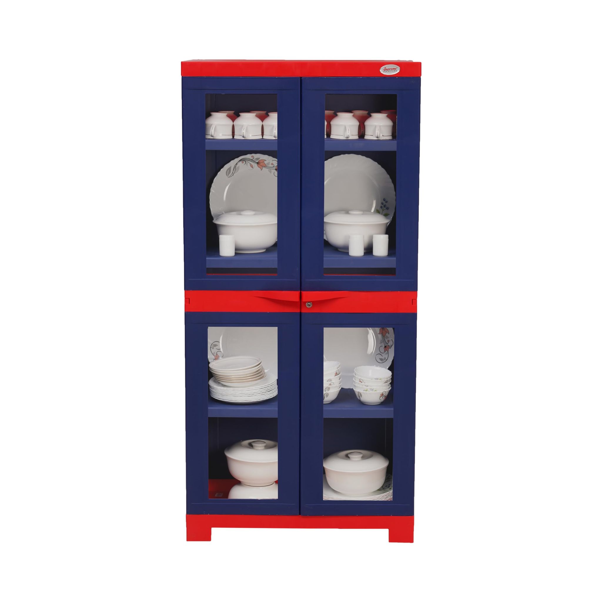 Supreme Furniture Fusion 02 FG Multipurpose Waterproof Cabinet. Made with 100% Virgin Plastic Cabinet with Multipurpose with See-Thru Glass Panel. (Do It Yourself)