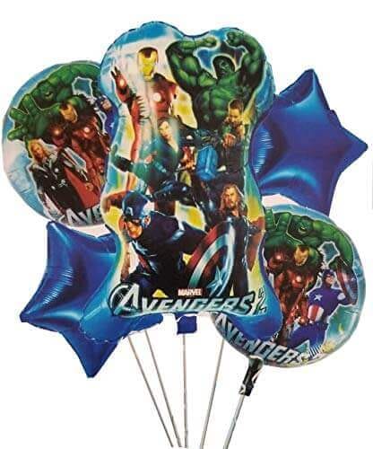 Avenger Theme Balloon Bouquet Set - Helium Quality - 6PC