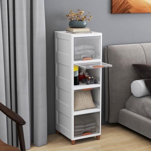 JD Fresh 4 Tier Plastic Wardrobe Organizer/Foldable Cupboard for Storage/Stackable Storage Cabinet/Drawers