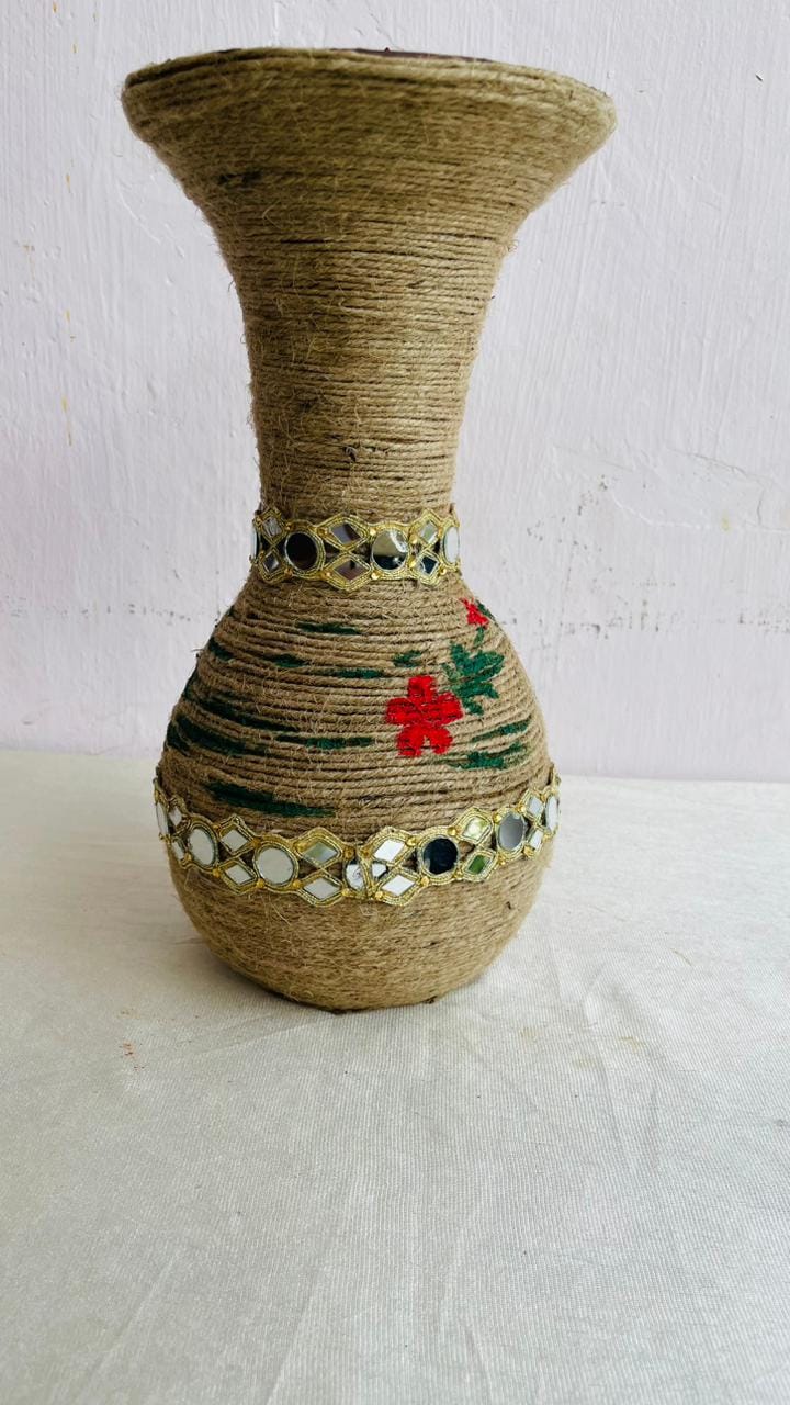 Asha Handicrafts Jute Flower Vase for Home and Office Decoration