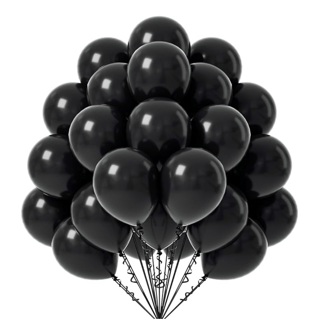 Black Chrome Rubber / Latex Balloon - Helium Quality - 12 inches - 10PC