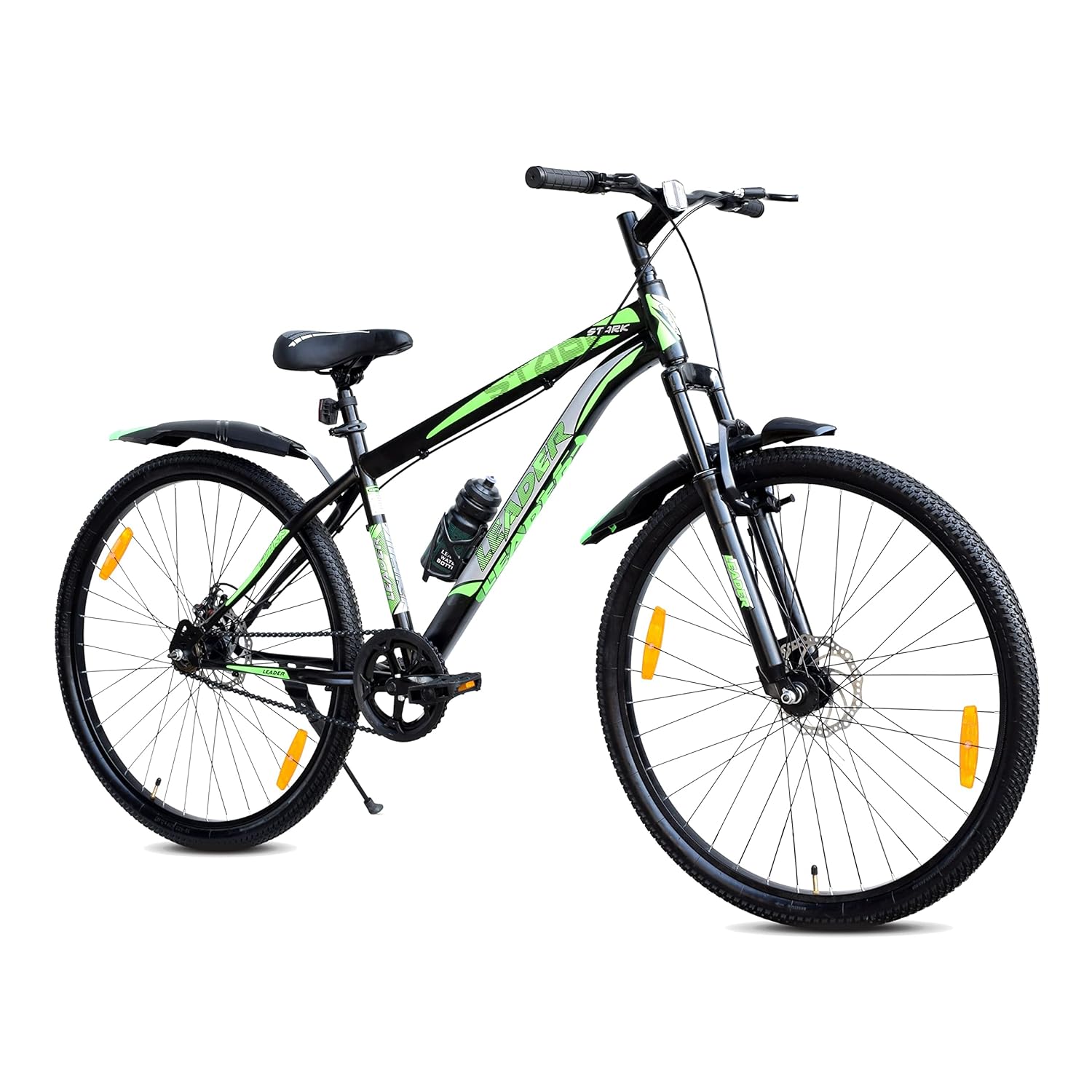 Leader Stark 29T MTB Cycle/Bike With Dual Disc Brake And Complete Accessories 29 T Mountain Cycle (Single Speed, Black)