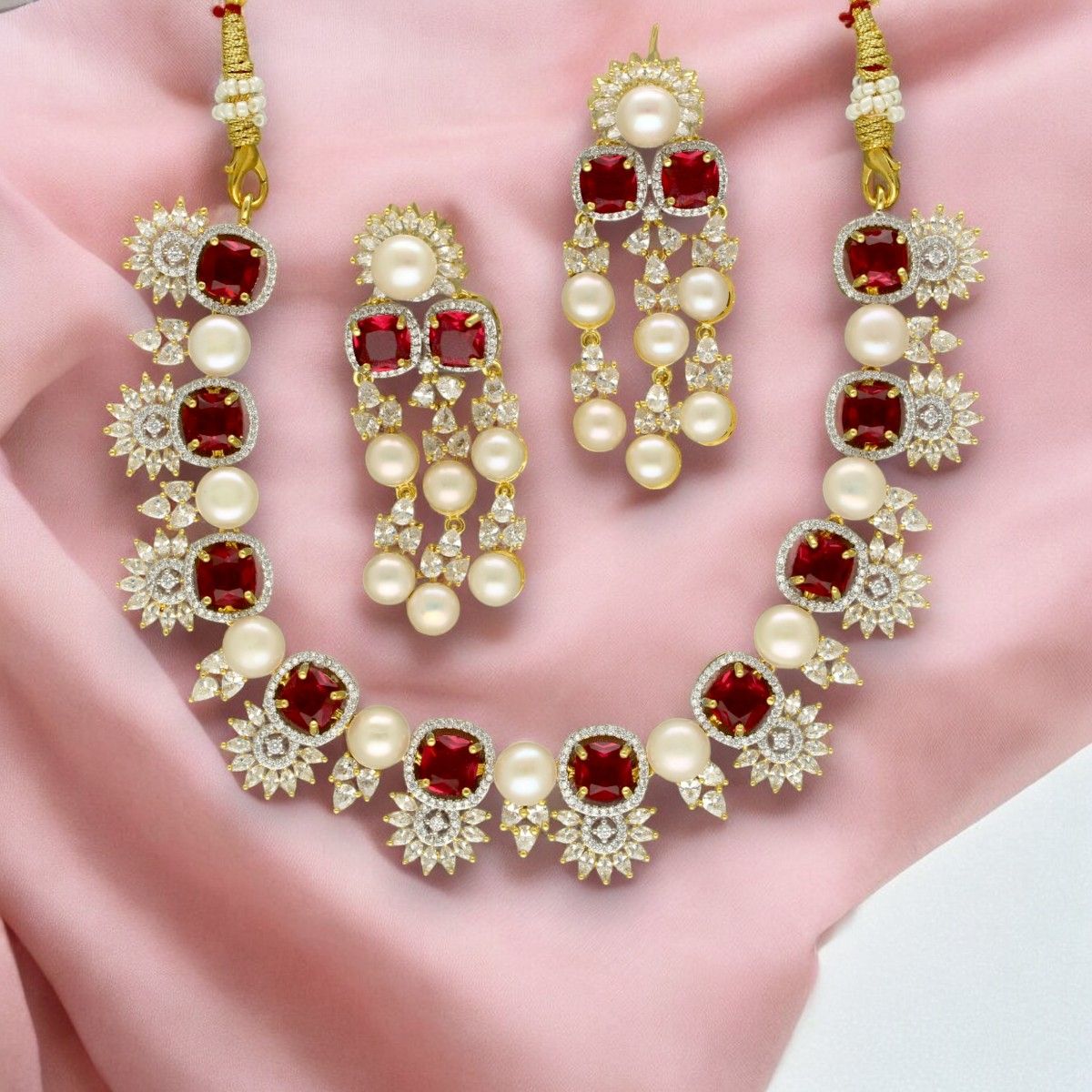 Sri Jagdamba Pearls Duchess of the Realm Pearl Set For Women Girls