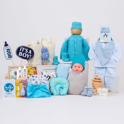 The Baby First Box Newborn Baby Essential Kit - 25 Items | Winter Kit (Boys) The Baby First Box Newborn Baby Essential Kit - 25 Items | Winter Kit (Boys)