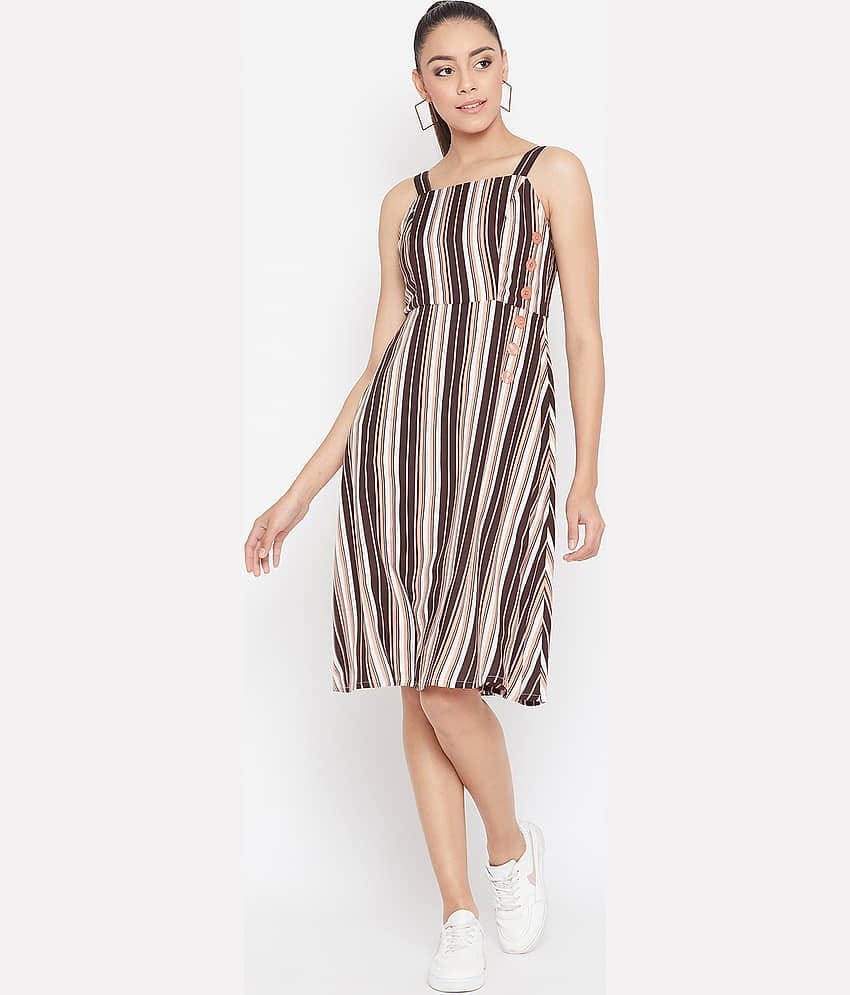 Purys Women Polyester Fit & Flare Dress ( Off White )