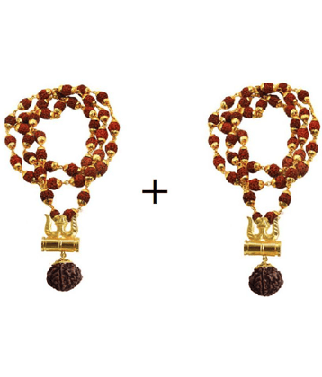 Moksh Spiritual Damaru Trishul Rudraksh Mala Rudraksha Pack of 2
