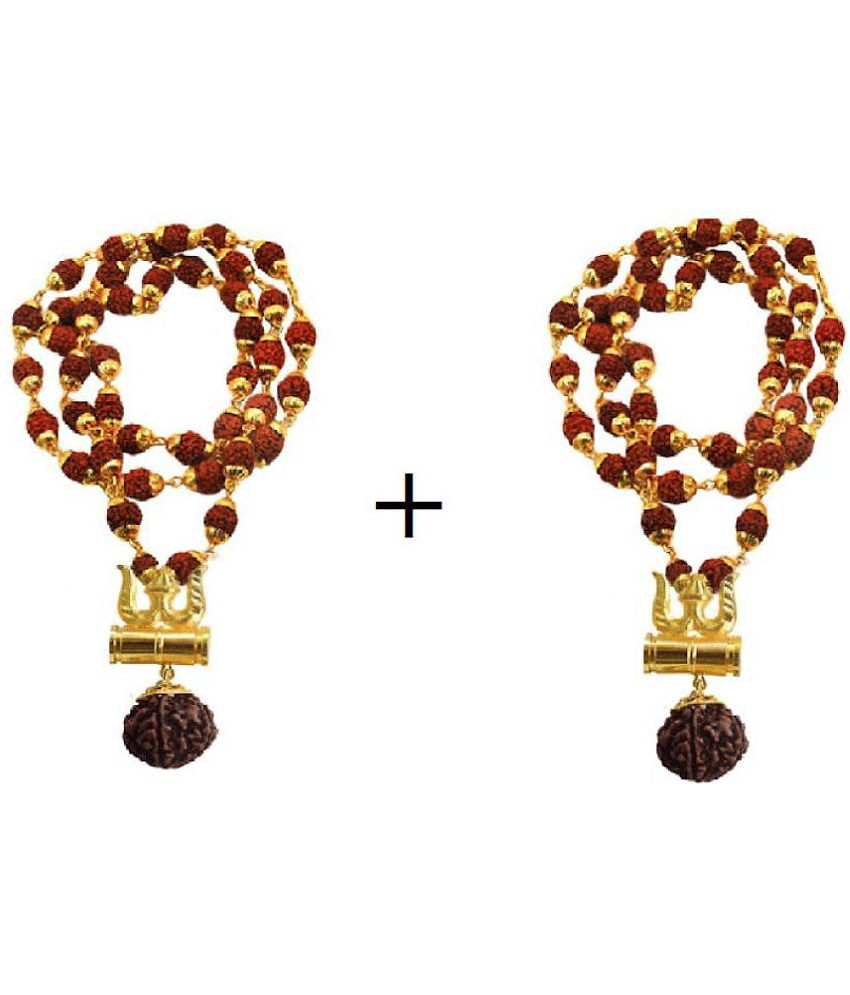 Moksh Spiritual Damaru Trishul Rudraksh Mala Rudraksha Pack of 2