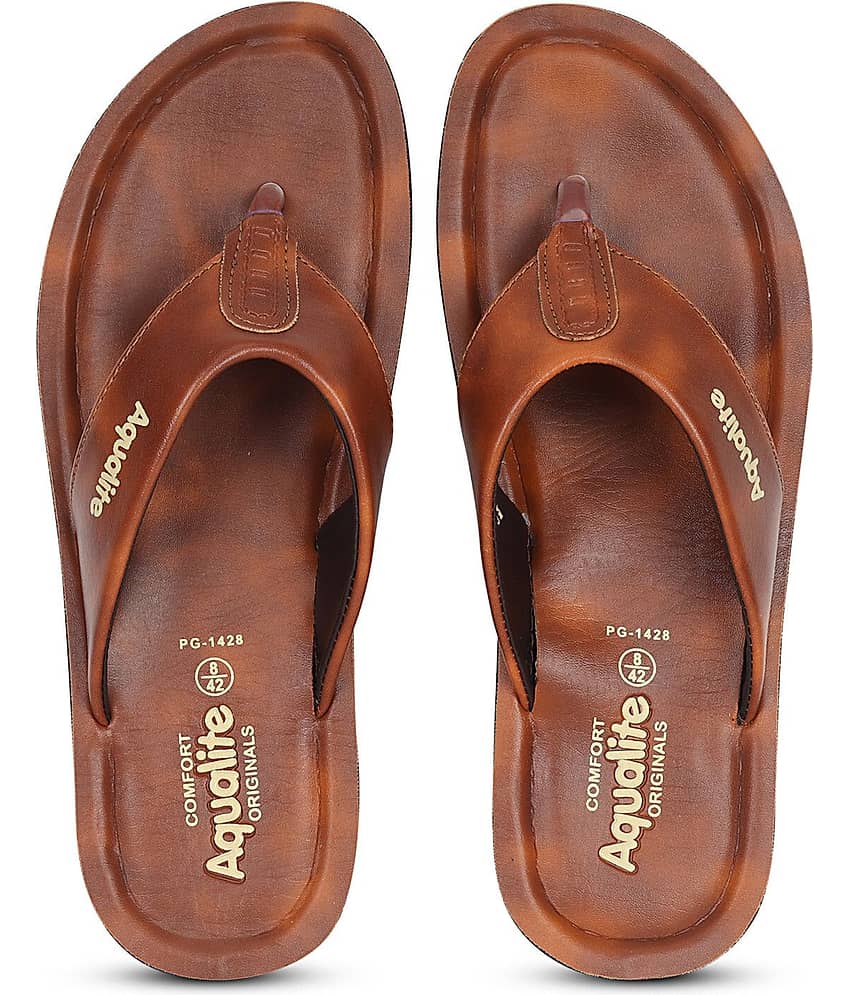 Aqualite Tan Men's Thong Flip Flop