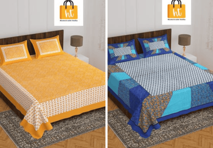 2201-Hometrade India- Standard Double Size (90*100 in )-Combo Double Bedsheet