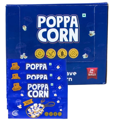 Poppacorn Microwave Popcorn 660gms | Imported Raw Maize | Popcorn Kernels 33gx20 pouches | Ready to Cook | High Expansion | Homemade Healthy Snack | Natural Salty Popcorn | Pack of 20 (660g, Natural Salty) Poppacorn Microwave Popcorn 660gms | Imported Raw Maize | Popcorn Kernels 33gx20 pouches | Ready to Cook | High Expansion | Homemade Healthy Snack | Natural Salty Popcorn | Pack of 20 (660g, Natural Salty)