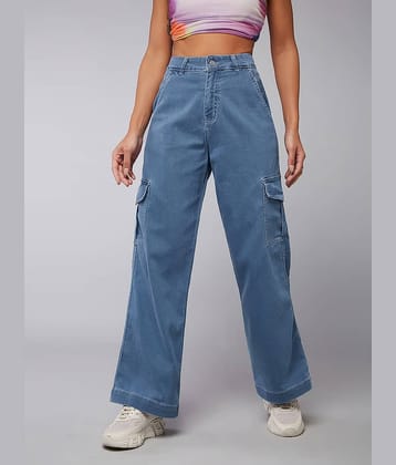 Dolce Crudo - Blue Denim Wide Leg Women's Jeans ( Pack of 1 )