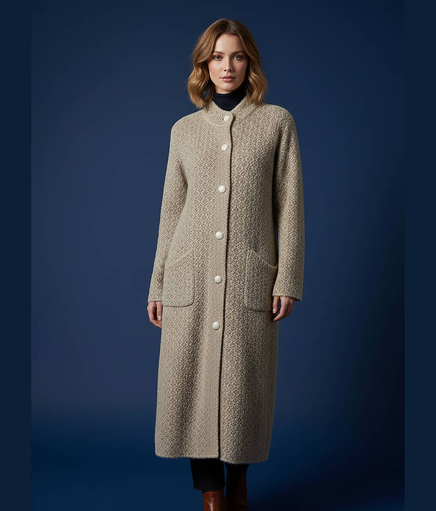 WOOL'S KART Women Woollen Polo Collar Pullover ( Beige )