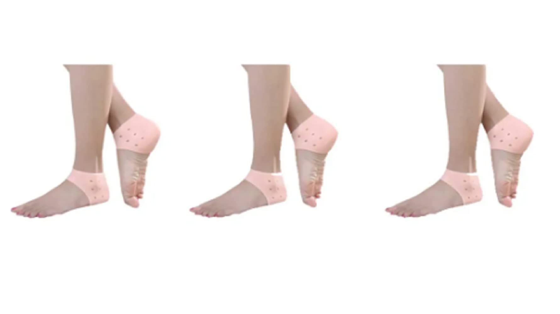 Ezyfit Silicone Gel I Heel Pad Socks for Pain Relief (Free Size) I Heel Protector Socks Foot Protector Silicon Toe Free Heel Pain Relief Socks For Men And Women - Pack of 3 Pairs