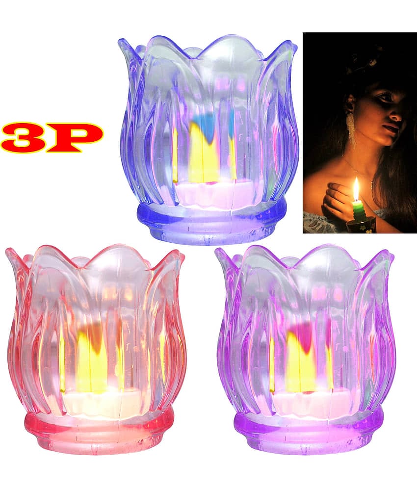 JMALL - LED Candle Battery Opearted Multi ( Pack of 3 )