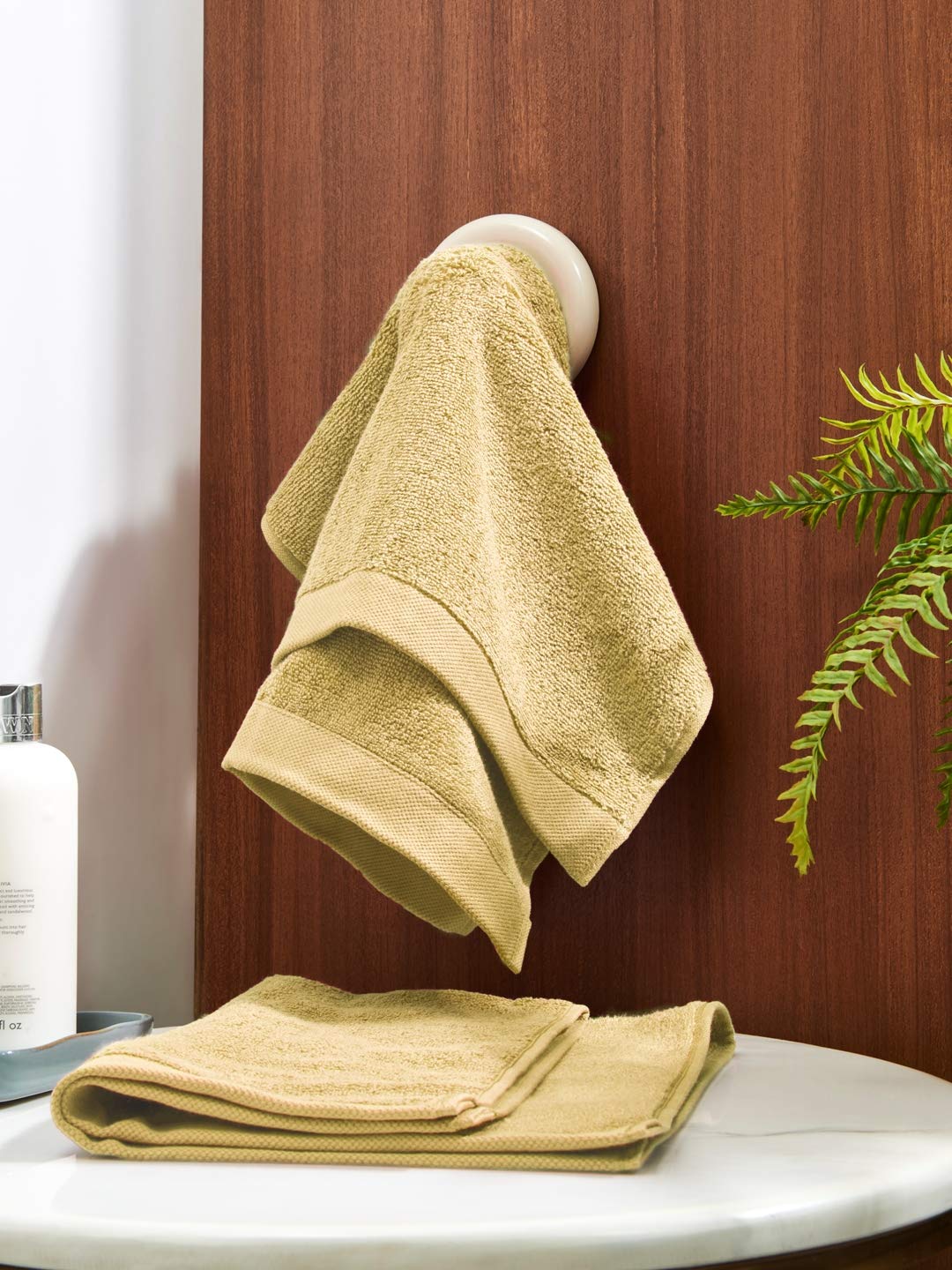 DDECOR - Pioneer Collection 100% Cotton Bomboo Plains And Textures Pattern  Hand Towel |40 CM X 60 CM| - Yellow