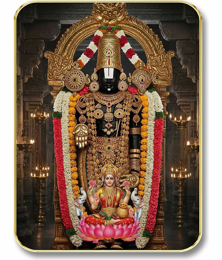 Livin'luxe Lord Venkateswara Balaji MDF Wall Art with Table Top Stand & Wall Hanging Hole