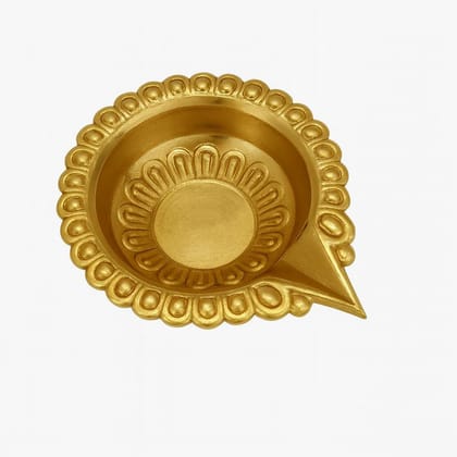 Brass Diya for Pooja (Set of 2) � Traditional Petal Border Oil Deepam with Pointed Tip � Handcrafted Akhand Diya for Temple, Aarti, Rituals & Home Decoration