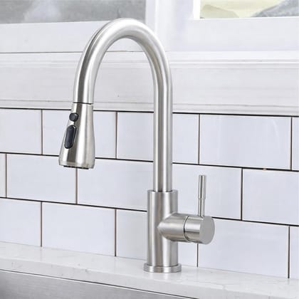 Stainless Steel Kitchen Faucet with Pull Down Sprayer,High Single Handle Brushed Nickel Kitchen Sink Faucet, Spring Spout Pull Out Bar Tap,360 Swivel Commercial Modern Kitchen Sink tap