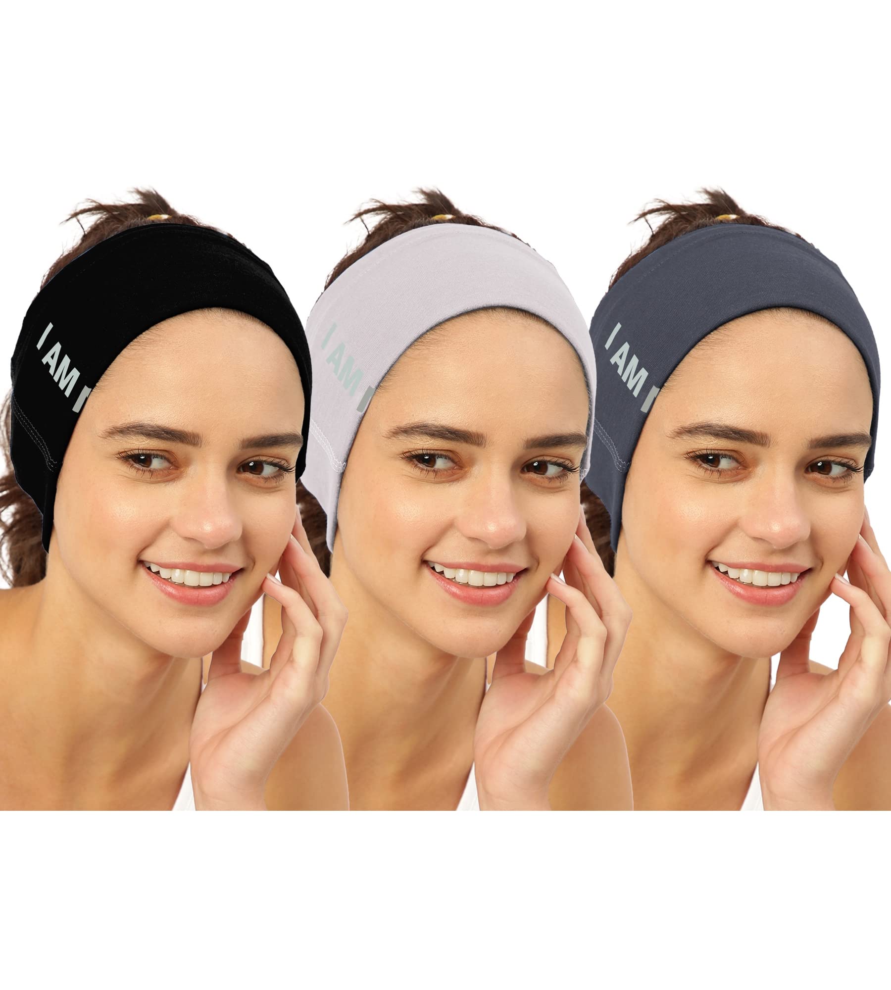 FREECULTR Unisex Bamboo Bandana, Anti Microbial Super Soft & Comfort Fit, Breathable Multipurpose Headband, Face Mask for Dust Protection and Sun - Size Printed Pack of 3-Black, Sand, Charcoal